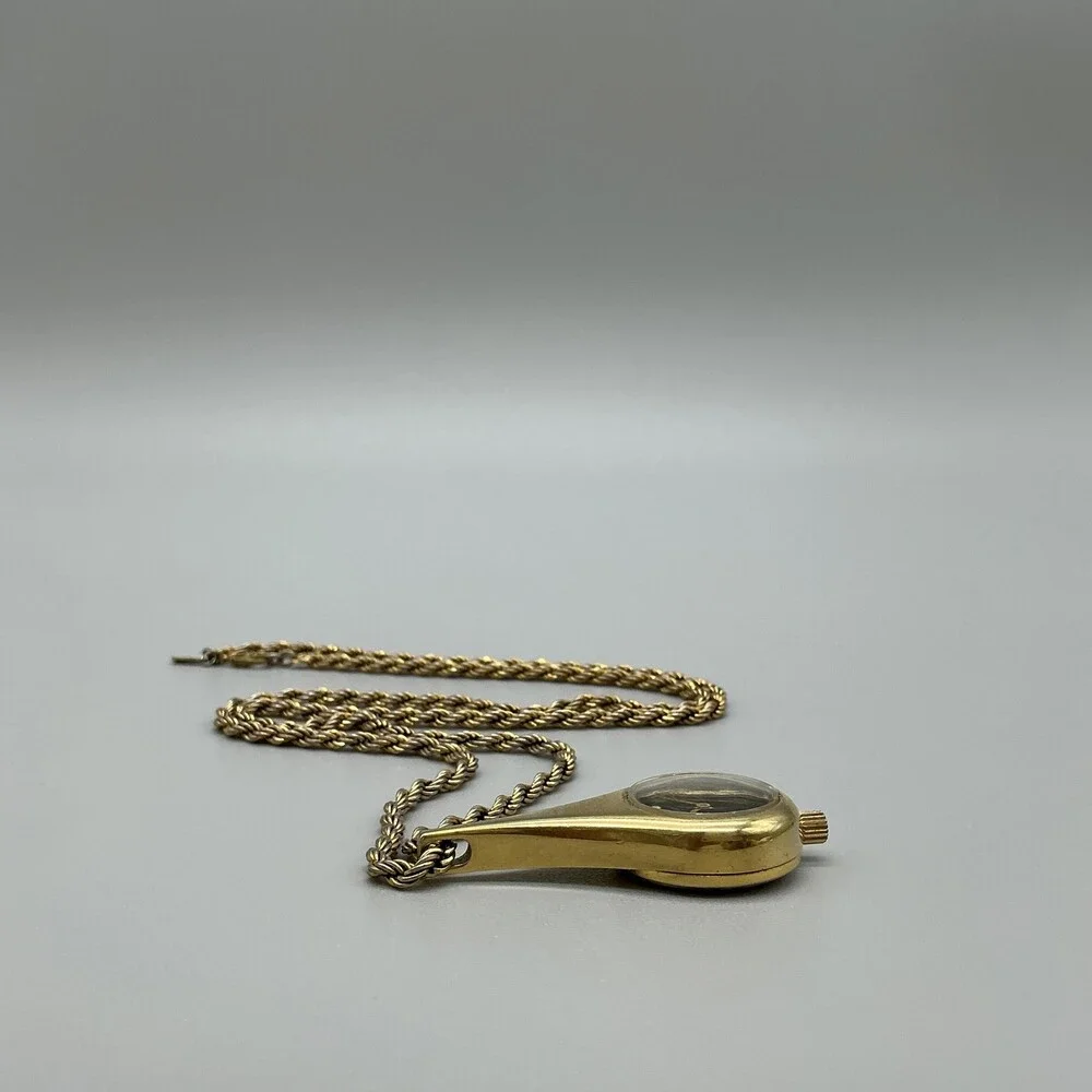 Vintage Lucerne Womens Pendant Necklace Watch 23mm Gold Tone Swiss Manual
